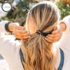 image:imageTELETIES  Spiral Hair Coils  Ponytail Holder Hair Ties for Women  Phone Cord Hair Ties  Strong Grip No Rip Water Resistant No Crease Hair Tie Coils  3 pack Large Eat Glitter for BreakfastJet Black