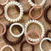 image:imageTELETIES  Spiral Hair Coils  Ponytail Holder Hair Ties for Women  Phone Cord Hair Ties  Strong Grip No Rip Water Resistant No Crease Hair Tie Coils  3 pack Large Eat Glitter for BreakfastFor the Love of Nudes