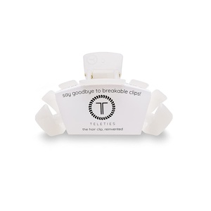 image:imageTELETIES  Large Hair Clip  Strong Grip Bendable Teeth Comfortable Curved Design  Ideal for Thick Hair  For All Hair Textures  TortoiseCoconut White