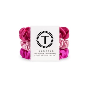 image:imageTELETIES  Large Scrunchie  100 Natural Silk  Soft amp Gentle  Prevents Breakage amp Damage  Safe for Sleep  Ideal for Thick amp All Hair Textures  Blue My MindRose All Day  Small