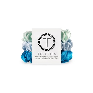 image:imageTELETIES  Large Scrunchie  100 Natural Silk  Soft amp Gentle  Prevents Breakage amp Damage  Safe for Sleep  Ideal for Thick amp All Hair Textures  Blue My MindBlue My Mind  Small