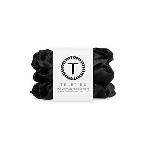 image:imageTELETIES  Large Silk Scrunchie  Ideal for Thick Hair  100 Natural Silk Hair Scrunchie  Soft amp Gentle on Hair  Prevents Breakage amp Damage  Safe for Sleep  For All Hair Textures  Jet BlackJet Black