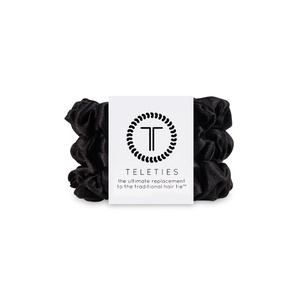 image:imageTELETIES  Small Scrunchie  100 Natural Silk Hair Scrunchie  Soft amp Gentle on Hair  Prevents Breakage amp Damage  Safe for Sleep  Ideal for ThinMedium Hair  For All Hair Textures  Jet Black