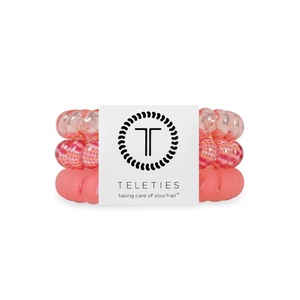 image:imageTELETIES  Small Spiral Hair Coils  For ThinMedium Hair  Ponytail Holder for Women  Phone Cord Hair Ties  Strong Grip No Rip Water Resistant No Crease  Spring  3 pack  Spring SplashLarge  Dreamsicle