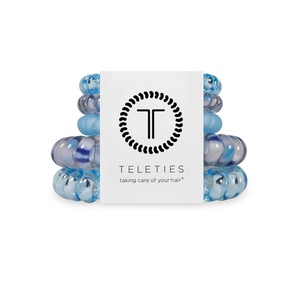 image:imageTELETIES  Small Spiral Hair Coils  For ThinMedium Hair  Ponytail Holder for Women  Phone Cord Hair Ties  Strong Grip No Rip Water Resistant No Crease  Spring  3 pack  Spring SplashMixed  Blue Lagoon