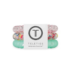 image:imageTELETIES  Small Spiral Hair Coils  For ThinMedium Hair  Ponytail Holder for Women  Phone Cord Hair Ties  Strong Grip No Rip Water Resistant No Crease  Spring  3 pack  Spring SplashLarge  Spring Splash