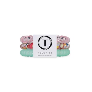 image:imageTELETIES  Small Spiral Hair Coils  For ThinMedium Hair  Ponytail Holder for Women  Phone Cord Hair Ties  Strong Grip No Rip Water Resistant No Crease  Spring  3 pack  Spring SplashSmall  Spring Splash