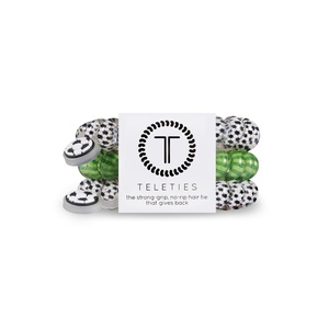 image:imageTELETIES  Small Spiral Hair Coils  Sports Collection  Ponytail Holder Hair Ties for Women  Phone Cord Hair Ties  Strong Grip No Rip Water Resistant No Crease  3 pack  FootballSoccer  Large