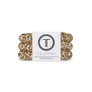 image:imageTELETIES  Spiral Hair Coils  Ponytail Holder Hair Ties for Women  Phone Cord Hair Ties  Strong Grip No Rip Water Resistant No Crease Hair Tie Coils  3 pack Large Eat Glitter for BreakfastLeopard