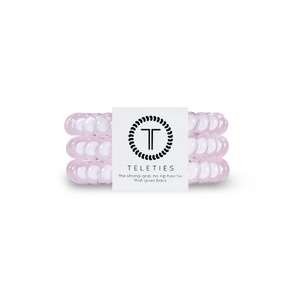 image:imageTELETIES  Spiral Hair Coils  Ponytail Holder Hair Ties for Women  Phone Cord Hair Ties  Strong Grip No Rip Water Resistant No Crease Hair Tie Coils  3 pack Small TortoiseRose Water Pink