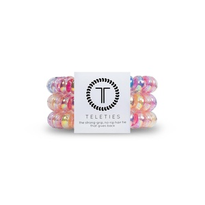 image:imageTELETIES  Spiral Hair Coils  Ponytail Holder Hair Ties for Women  Phone Cord Hair Ties  Strong Grip No Rip Water Resistant No Crease Hair Tie Coils  3 pack Large Eat Glitter for BreakfastEat Glitter for Breakfast