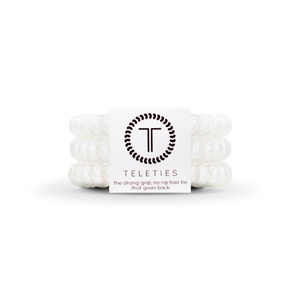 image:imageTELETIES  Spiral Hair Coils  Ponytail Holder Hair Ties for Women  Phone Cord Hair Ties  Strong Grip No Rip Water Resistant No Crease Hair Tie Coils  3 pack Small TortoiseCoconut White