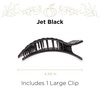 image:imageTELETIES  Large Flat Rectangle Clip  Ideal for Thick Hair  For Lying Down Yoga Driving amp More  Strong Grip Bendable Teeth Comfortable Curved Design  All Hair Textures  Wild SideJet Black  Quilted