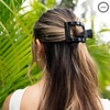 image:imageTELETIES  Large Flat Square Clip  For Lying Down Yoga Driving amp More  Strong Grip Bendable Teeth Comfortable Curved Design  Ideal for Thick Hair  Core Collection  Almond BeigeJet Black