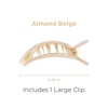 image:imageTELETIES  Large Flat Square Clip  For Lying Down Yoga Driving amp More  Strong Grip Bendable Teeth Comfortable Curved Design  Ideal for Thick Hair  Core Collection  Almond BeigeAlmond Beige