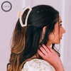 image:imageTELETIES  Large Open Claw Clip  Strong Grip Bendable Teeth Comfortable Open Cutout Design  Ideal for Long Thick Curly or Wavy Hair  For All Hair Textures  Blonde TortoiseAlmond Beige