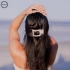 image:imageTELETIES  Medium Flat Square Clip  For Lying Down Yoga Driving amp More  Strong Grip Bendable Teeth Comfortable Curved Design  Ideal for Medium Hair  Core Collection  Blonde TortoiseAlmond Beige