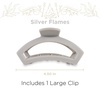 image:imageTELETIES  Open Large Hair Clip  Fall Collection  Hair Claw Clips for Women  Strong Grip Bendable Teeth Curved Design  For All Hair Types and Textures  Silver FlamesSilver Flames