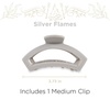 image:imageTELETIES  Open Medium Hair Clip  Fall Collection  Hair Claw Clips for Women  Strong Grip Bendable Teeth Curved Design  For All Hair Types and Textures  Silver FlamesSilver Flames