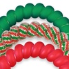 image:imageTELETIES  Small Spiral Hair Coils  For ThinMedium Hair  Ponytail Holder for Women  Phone Cord Hair Ties  Strong Grip No Rip Water Resistant No Crease  Holiday  3 pack  Secret SantaLarge  Naughty or Nice