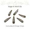 image:imageTELETIES  Snap Clip  SnagFree Design  Hair Clip Barrette for Women amp Girls  Gentle Yet Secure Hold  Smooth Finish  For All Hair Types amp Textures  175 Size  6 Count Sage It Aint SoSage It Aint So
