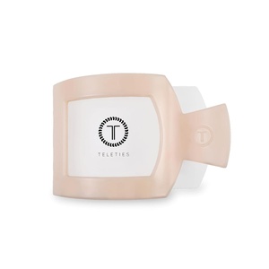 image:imageTELETIES  Large Flat Square Clip  For Lying Down Yoga Driving amp More  Strong Grip Bendable Teeth Comfortable Curved Design  Ideal for Thick Hair  Core Collection  Almond BeigeAlmond Beige