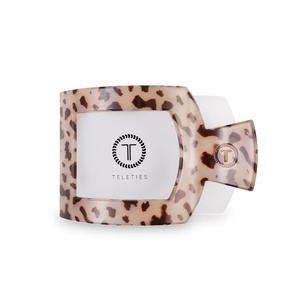 image:imageTELETIES  Large Flat Square Clip  For Lying Down Yoga Driving amp More  Strong Grip Bendable Teeth Comfortable Curved Design  Ideal for Thick Hair  Core Collection  Almond BeigeBlonde Tortoise