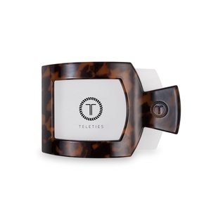 image:imageTELETIES  Large Flat Square Clip  For Lying Down Yoga Driving amp More  Strong Grip Bendable Teeth Comfortable Curved Design  Ideal for Thick Hair  Core Collection  Almond BeigeTortoise