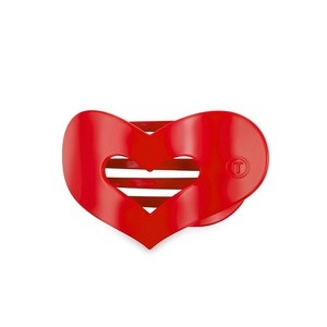 image:imageTELETIES  Medium Heart Flat Clip  For MediumThick Hair  For Lounging Travel Yoga amp More Strong Grip Bendable Teeth Comfortable LayBack Design All Hair Textures  Valentines  Red Heart