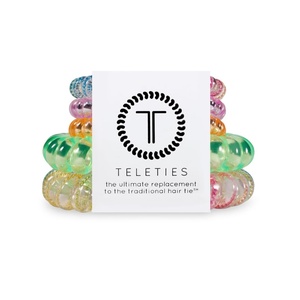 image:imageTELETIES  Mixed Spiral Hair Coils  Spring Collection  Ponytail Holder Hair Ties for Women  Phone Cord Hair Ties  Strong Grip No Rip Water Resistant No Crease  5 pack  Technicolor Dreams