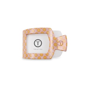 image:imageTELETIES  Small Flat Square Clip  For Lying Down Yoga Driving amp More  Strong Grip Bendable Teeth Comfortable Curved Design  Ideal for ThinMedium Hair  Spring Collection  Calming CoralSunny Days Ahead