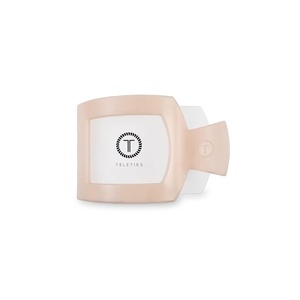 image:imageTELETIES  Small Flat Square Clip  For Lying Down Yoga Driving amp More  Strong Grip Bendable Teeth Comfortable Curved Design  Ideal for ThinMedium Hair  Core Collection  Almond BeigeAlmond Beige