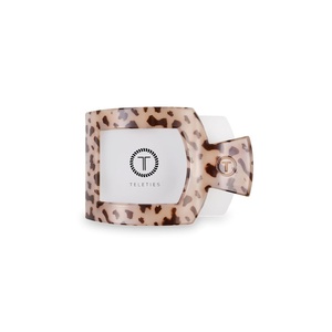 image:imageTELETIES  Small Flat Square Clip  For Lying Down Yoga Driving amp More  Strong Grip Bendable Teeth Comfortable Curved Design  Ideal for ThinMedium Hair  Core Collection  Almond BeigeBlonde Tortoise