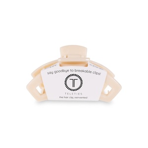 image:imageTELETIES  Small Open Hair Clip  Hair Claw Clips for Women  Strong Grip Bendable Teeth Comfortable Cutout Design  For Thin to Medium Thick Hair  All Hair Types amp Textures  Jet BlackAlmond Beige