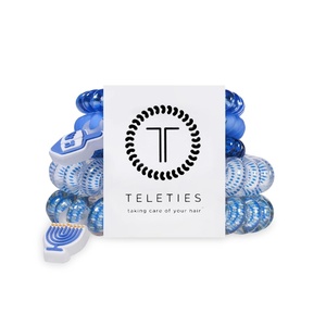 image:imageTELETIES  Small Spiral Hair Coils  For ThinMedium Hair  Ponytail Holder for Women  Phone Cord Hair Ties  Strong Grip No Rip Water Resistant No Crease  Holiday  3 pack  Secret SantaMixed  Drop it like a Dreidel