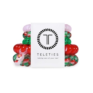 image:imageTELETIES  Small Spiral Hair Coils  For ThinMedium Hair  Ponytail Holder for Women  Phone Cord Hair Ties  Strong Grip No Rip Water Resistant No Crease  Holiday  3 pack  Secret SantaMixed  You Crack Me Up