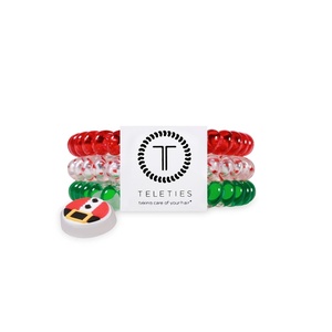 image:imageTELETIES  Small Spiral Hair Coils  For ThinMedium Hair  Ponytail Holder for Women  Phone Cord Hair Ties  Strong Grip No Rip Water Resistant No Crease  Holiday  3 pack  Secret SantaSmall  Secret Santa