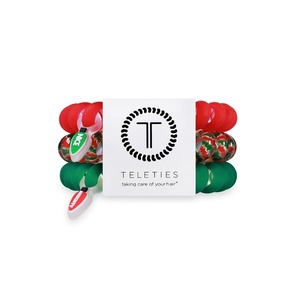 image:imageTELETIES  Small Spiral Hair Coils  For ThinMedium Hair  Ponytail Holder for Women  Phone Cord Hair Ties  Strong Grip No Rip Water Resistant No Crease  Holiday  3 pack  Secret SantaLarge  Naughty or Nice