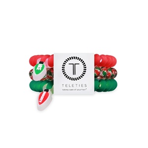 image:imageTELETIES  Small Spiral Hair Coils  For ThinMedium Hair  Ponytail Holder for Women  Phone Cord Hair Ties  Strong Grip No Rip Water Resistant No Crease  Holiday  3 pack  Secret SantaSmall  Naughty or Nice