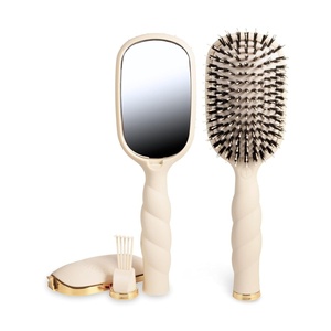 image:imageTELETIES  Boar Bristle Brush  Smooth Finish amp Shine  For Slick Back Styles Short Hair Edge Control amp Mens Grooming  BuiltIn Mirror amp Storage  Removable Cleaner  All Hair Types  TanTan