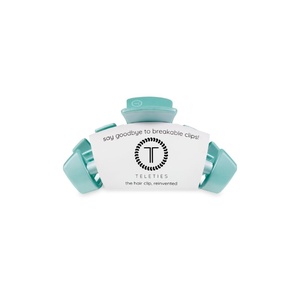 image:imageTELETIES  Classic Small Hair Clip  Spring Collection  Hair Claw Clips for Women  Strong Grip Bendable Teeth Curved Design  For All Hair Types and Textures  Totally Turquoise