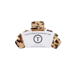 image:imageTELETIES  Medium Hair Clip  Strong Grip Bendable Teeth Comfortable Curved Design  Ideal for MediumThick Hair  For All Hair Textures  Blonde TortoiseBlonde Tortoise