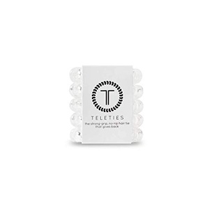 image:imageTELETIES  Tiny Spiral Hair Coils  For Kids amp Super Thin Hair  Mini Phone Cord Ponytail Holder for Braid Ends  Strong Grip No Rip Water Resistant No Crease  Tiny 5 pack  Crystal Clear