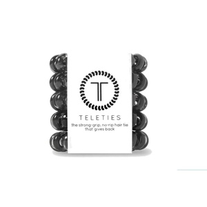 image:imageTELETIES  Tiny Spiral Hair Coils  For Kids amp Super Thin Hair  Mini Phone Cord Ponytail Holder for Braid Ends  Strong Grip No Rip Water Resistant No Crease  Tiny 5 pack  Jet Black