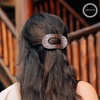 image:imageTELETIES  Medium Flat Round Hair Clip  For Medium Hair  MulberryMedium  Brown Crocodile
