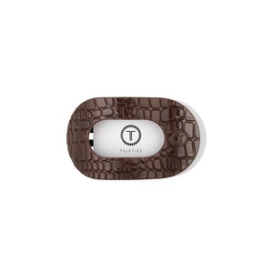 image:imageTELETIES  Medium Flat Round Hair Clip  For Medium Hair  MulberryMedium  Brown Crocodile