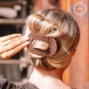 image:imageTELETIES  Large Flat Round Hair Clip  For Thick Hair  Garden GlamLarge  Brown Crocodile